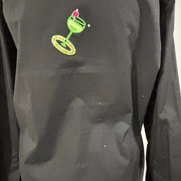 NYE Las Olas size S black green bejeweled blouse margarita glasses button front - Picture 6 of 9